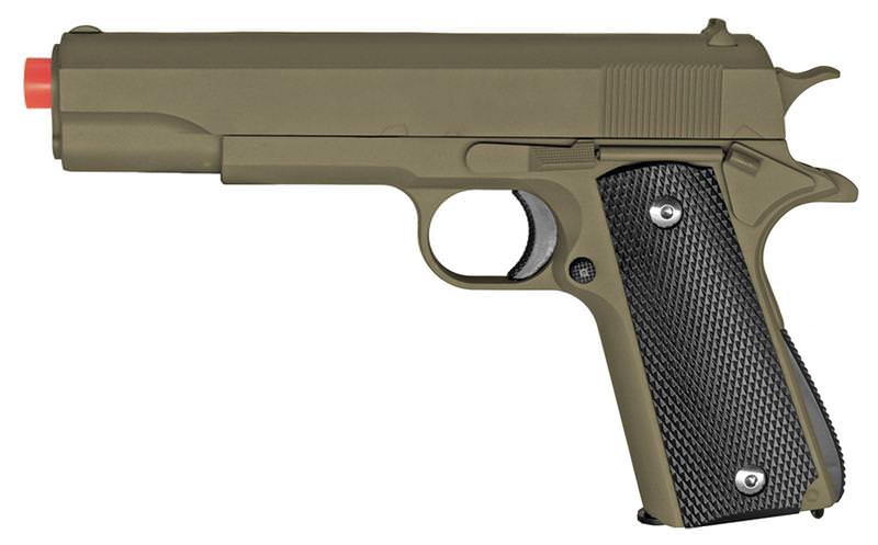 Full Metal 1911 OD Green Black Grips AIRSOFT Gun Pistol New In Box 330 FPS