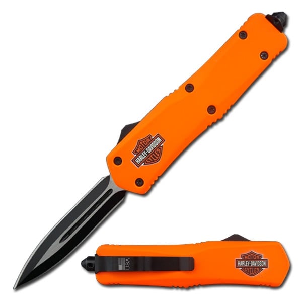 7" Orange Biker Tactical Recon Out The Front OTF Knife