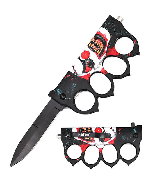 WWI Trench Knife Folder Spring Assist Knife - Joker Knuckle Handle