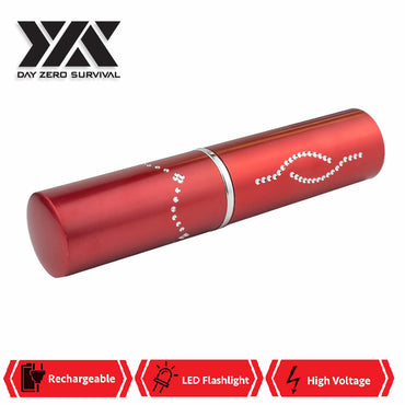 DZS Red Rechargeable Lipstick 2.5 Million Volt Concealed Stun Gun With LED Light