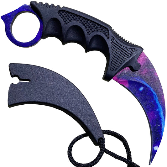 7.6" Black Galaxy Military Combat Tactical CSGO Karambit Neck Knife w Sheath