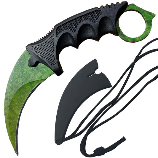 7.6" Green Gamma Military Combat Tactical CSGO Karambit Neck Knife w Sheath
