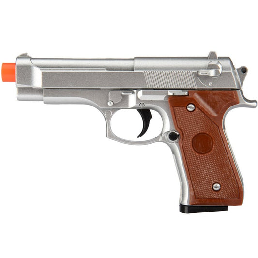 G22MS Metal Spring-Loaded Airsoft Gun - 92F Silver Tactical Pistol