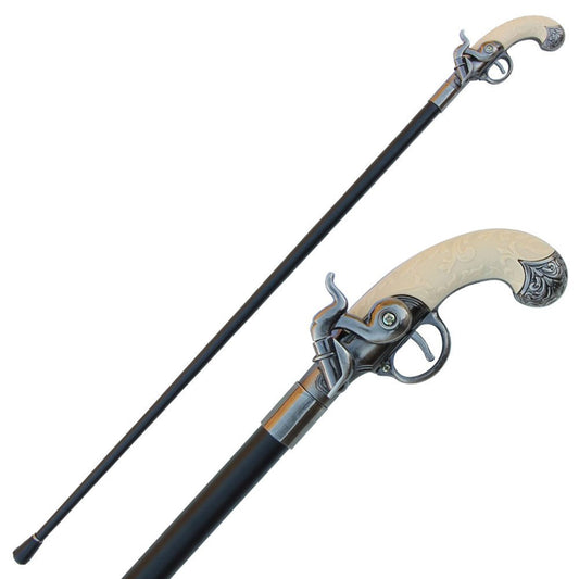 Flintlock Walking Cane Antique Gun Handle