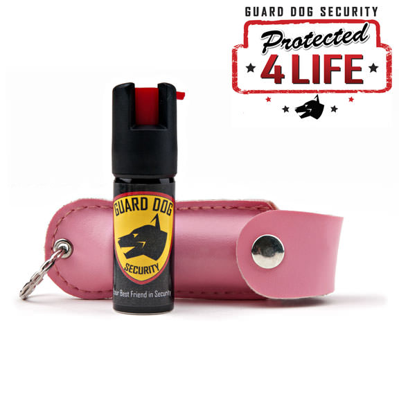 Pink Personal Defense Pepper Spray OC-18 1/2 oz - Leather Case