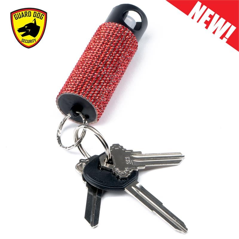 Bling It On Key Ring Self Defense Pepper Spray Red Jeweled Cary Case