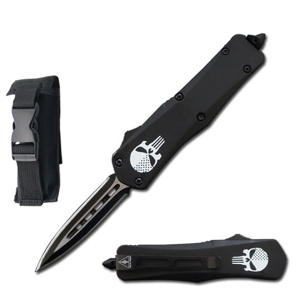 7" Black Skull Tactical Recon OTF Combat Knife