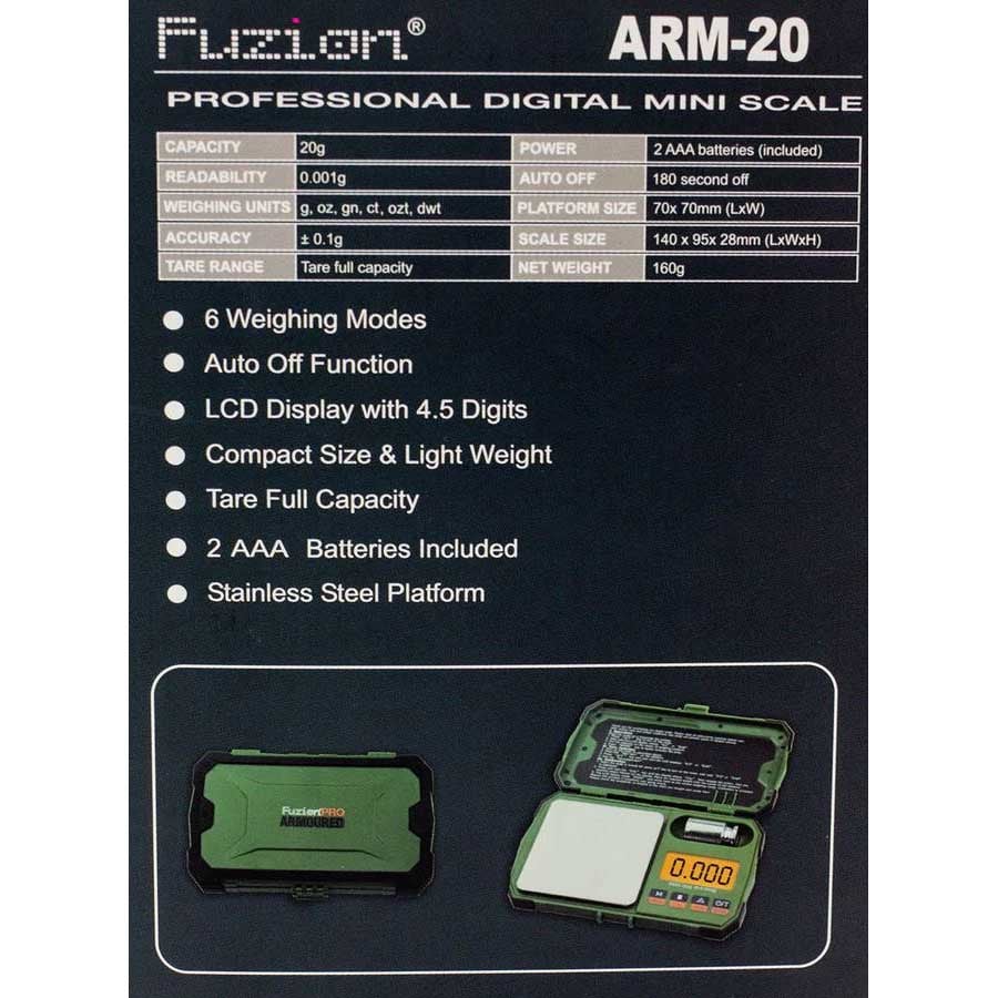 Fuzion Armoured Mini Digital Pocket Scale, 20g x 0.001g