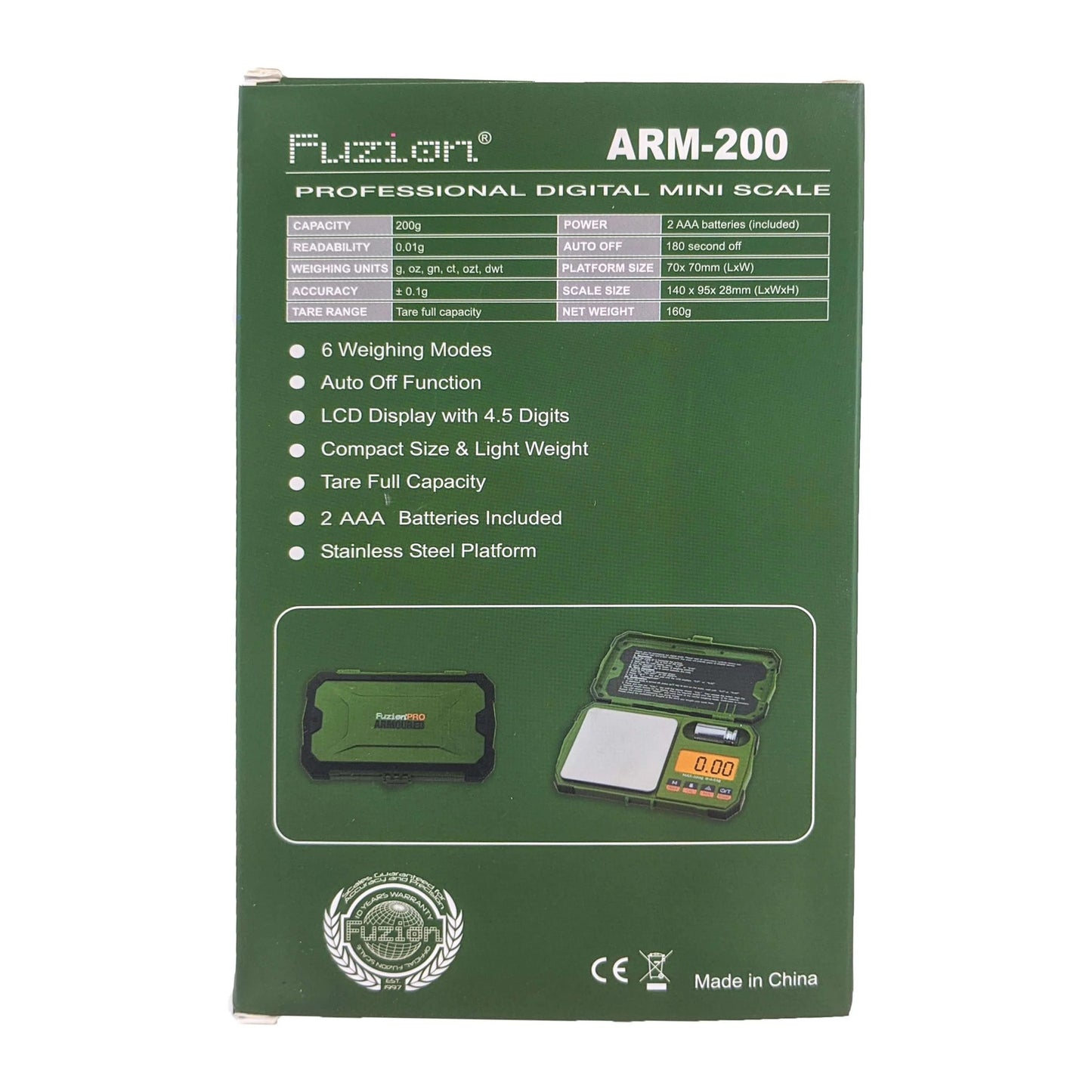 Fuzion Armoured Mini Digital Pocket Scale, 200g x 0.01g