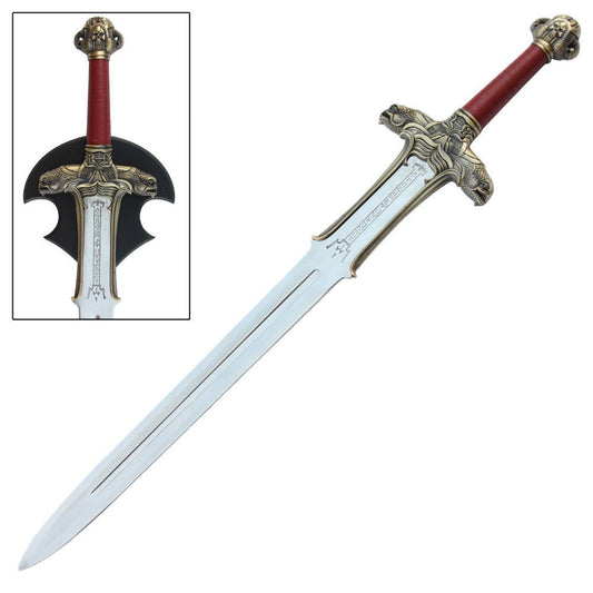 Medieval Barbarian Atlantean Sword With Wall Display Plaque