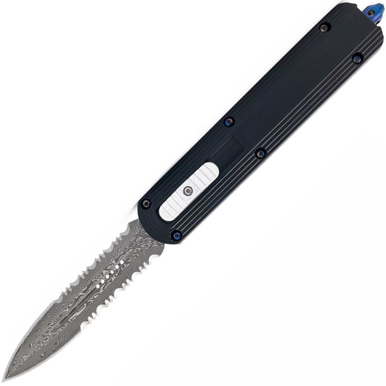9.25" Permanent Rain Damascus Steel Automatic Out The Front Knife