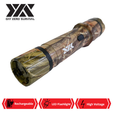 DZS Camo Metal Stun Gun 10 Million Volt Rechargeable with Flashlight