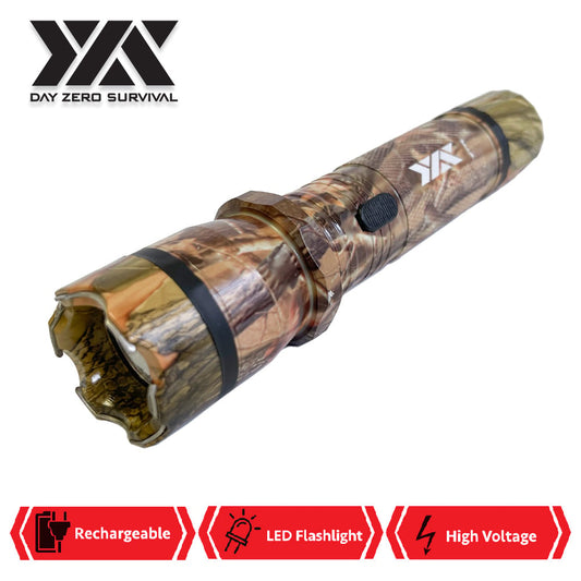 DZS Camo Metal Stun Gun 10 Million Volt Rechargeable with Flashlight