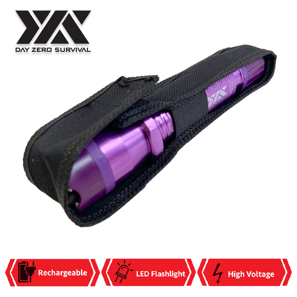 DZS Purple Metal Stun Gun 10 Million Volt Rechargeable with Flashlight