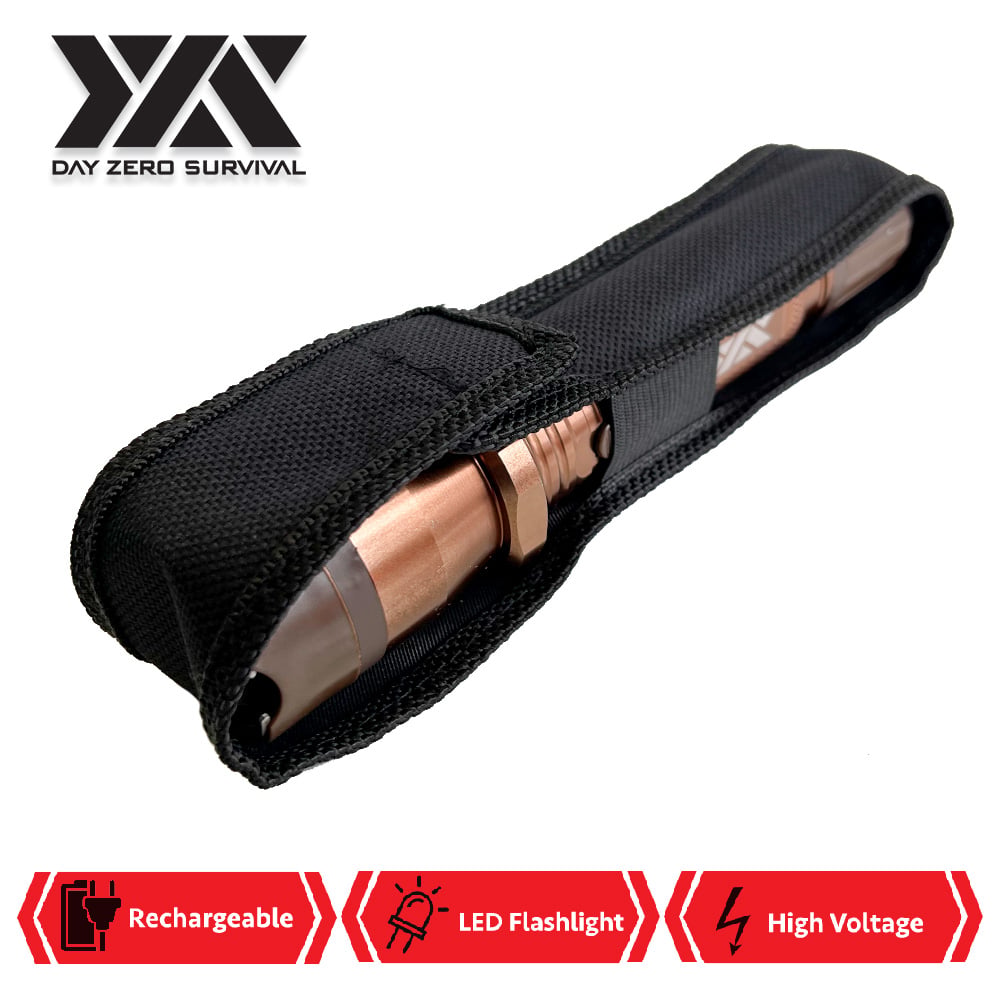 DZS Brown Metal Stun Gun 10 Million Volt Rechargeable with Flashlight