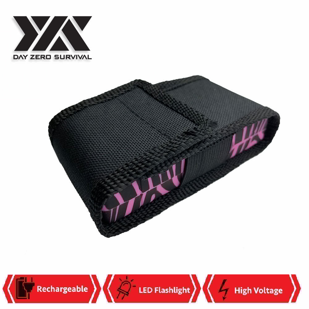 DZS 10 Million Volt Self Defense Pink Zebra Print Stun Gun Rechargeable