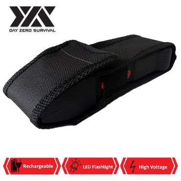 25 Million Volts Stun Gun Rechargeable with LED Flashlight Black