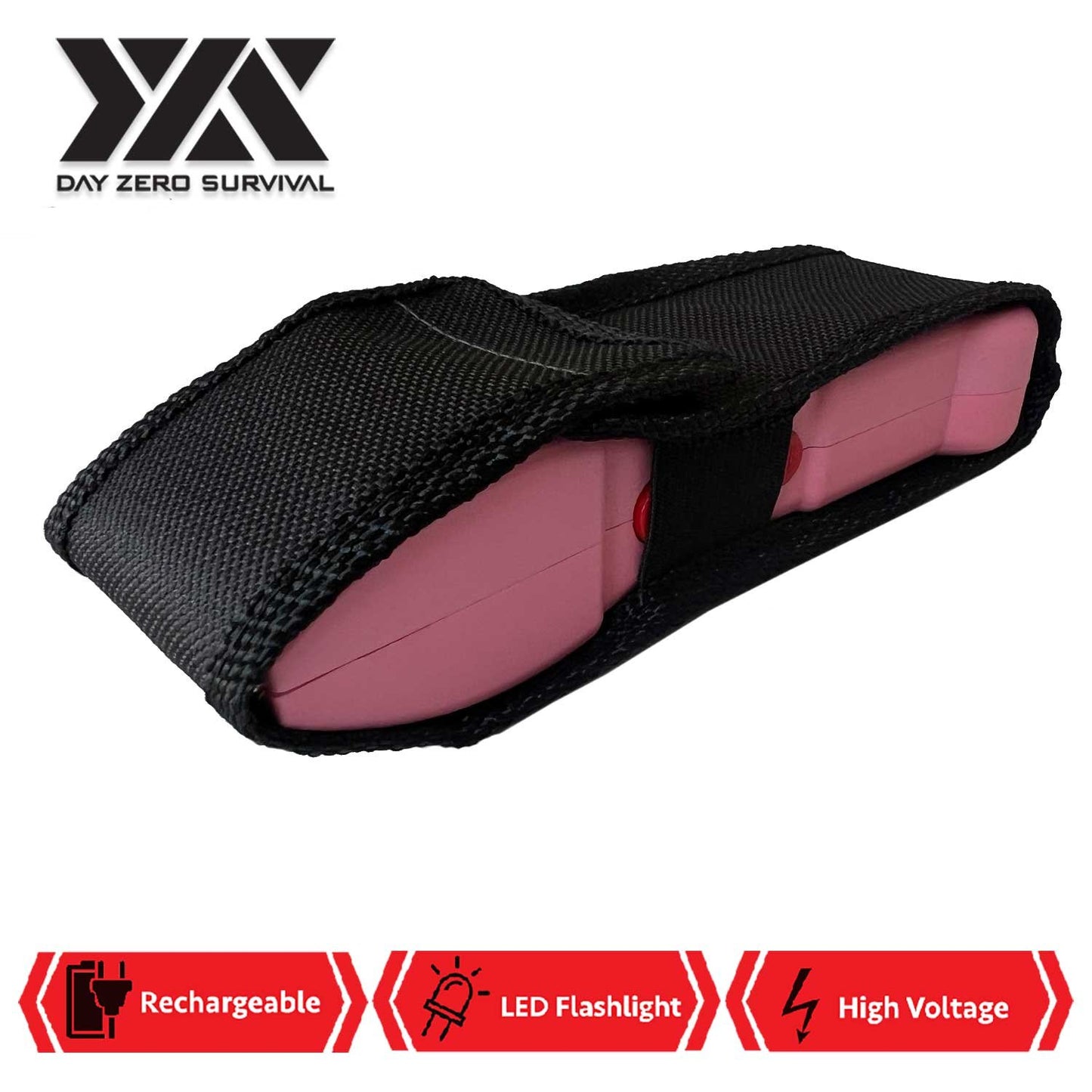 25 Million Volts Stun Gun Rechargeable with LED Flashlight Pink