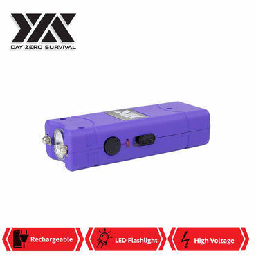 Purple DZS Rechargeable Self Defense Ultra Mini Stun Gun With LED FlashLight