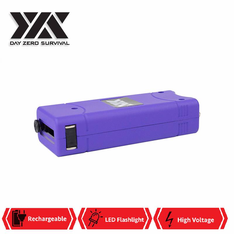 Purple DZS Rechargeable Self Defense Ultra Mini Stun Gun With LED FlashLight