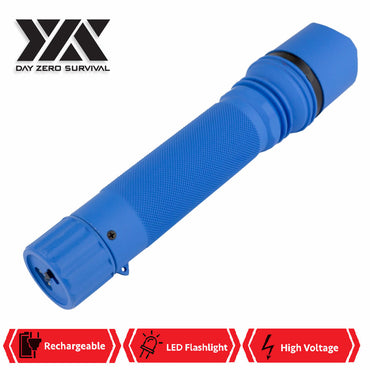 DZS Powerful 10 Million Volt LED Flashlight Stun Gun Rechargeable Blue