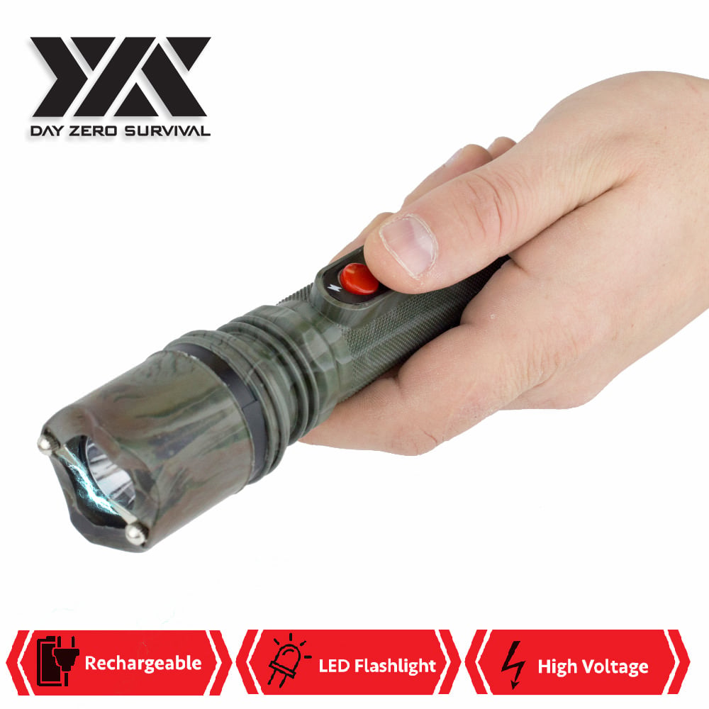 DZS Powerful 10 Million Volt LED Flashlight Stun Gun Rechargeable Camo