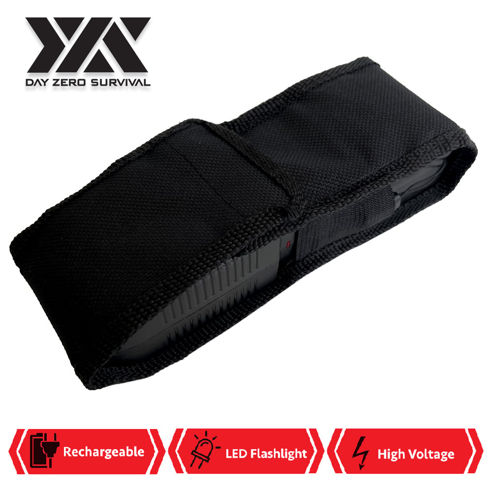 DZS Stun Gun Heavy Duty Rechargeable with Siren Alarm LED Flashlight
