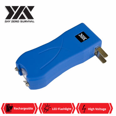 DZS Maximum Power Rechargeable Blue Stun Gun With LED Flash Light