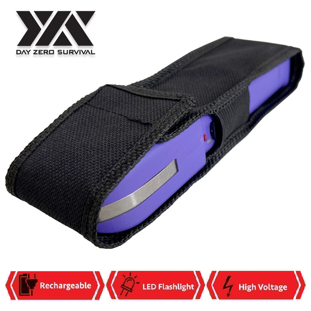 DZS Purple Stun Gun Heavy Duty Rechargeable with LED Flashlight