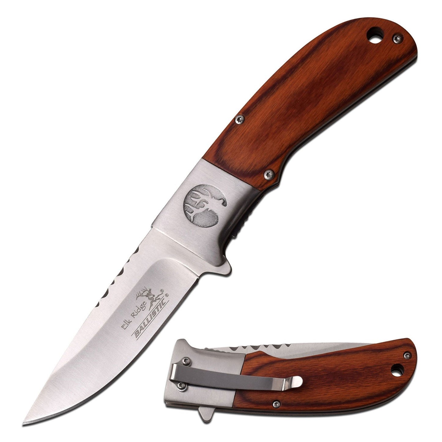 Backwoods Brown Wood Handle Spring Assisted Knife
