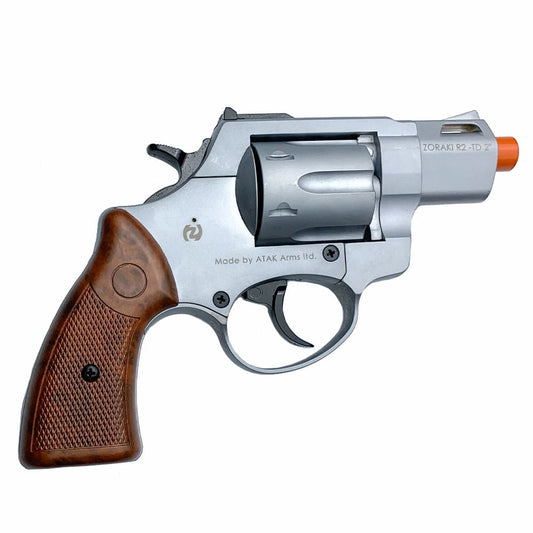 Zoraki R2 Silver 2" Barrel - Front Firing Blank Gun Revolver Simulated Wood Grips
