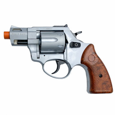 Zoraki R2 Silver 2" Barrel - Front Firing Blank Gun Revolver Simulated Wood Grips