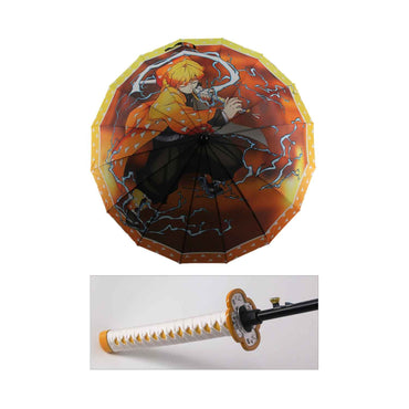 Agatsuma Zenitsu Anime Demon Slayer Cosplay Umbrella Automatic Folding