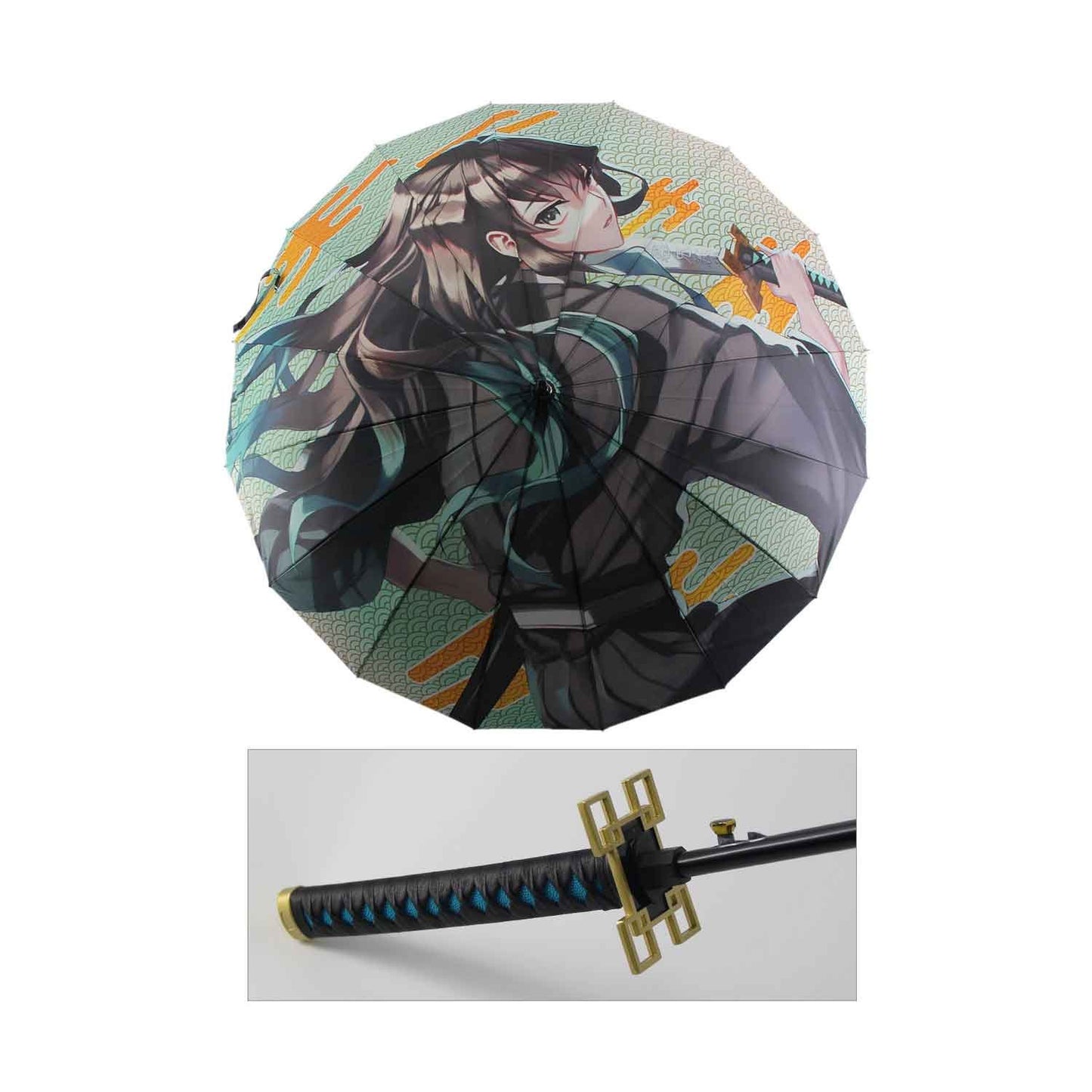 Tokitou Muichirou Anime Demon Slayer Cosplay Umbrella Automatic Folding