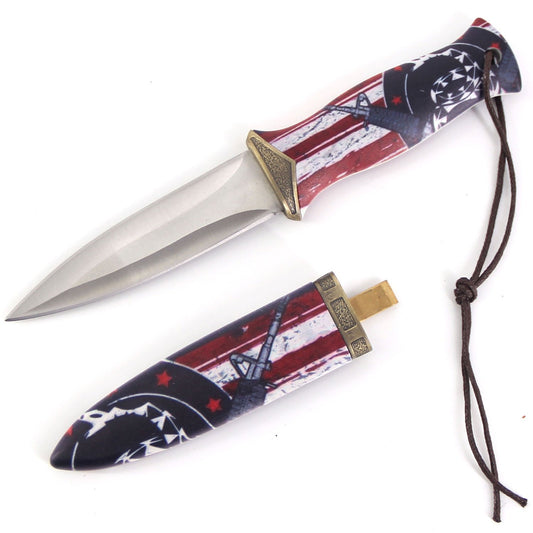 8 Inch Double Edge Blade " Dont Tread On Me " Boot Knife With Clip