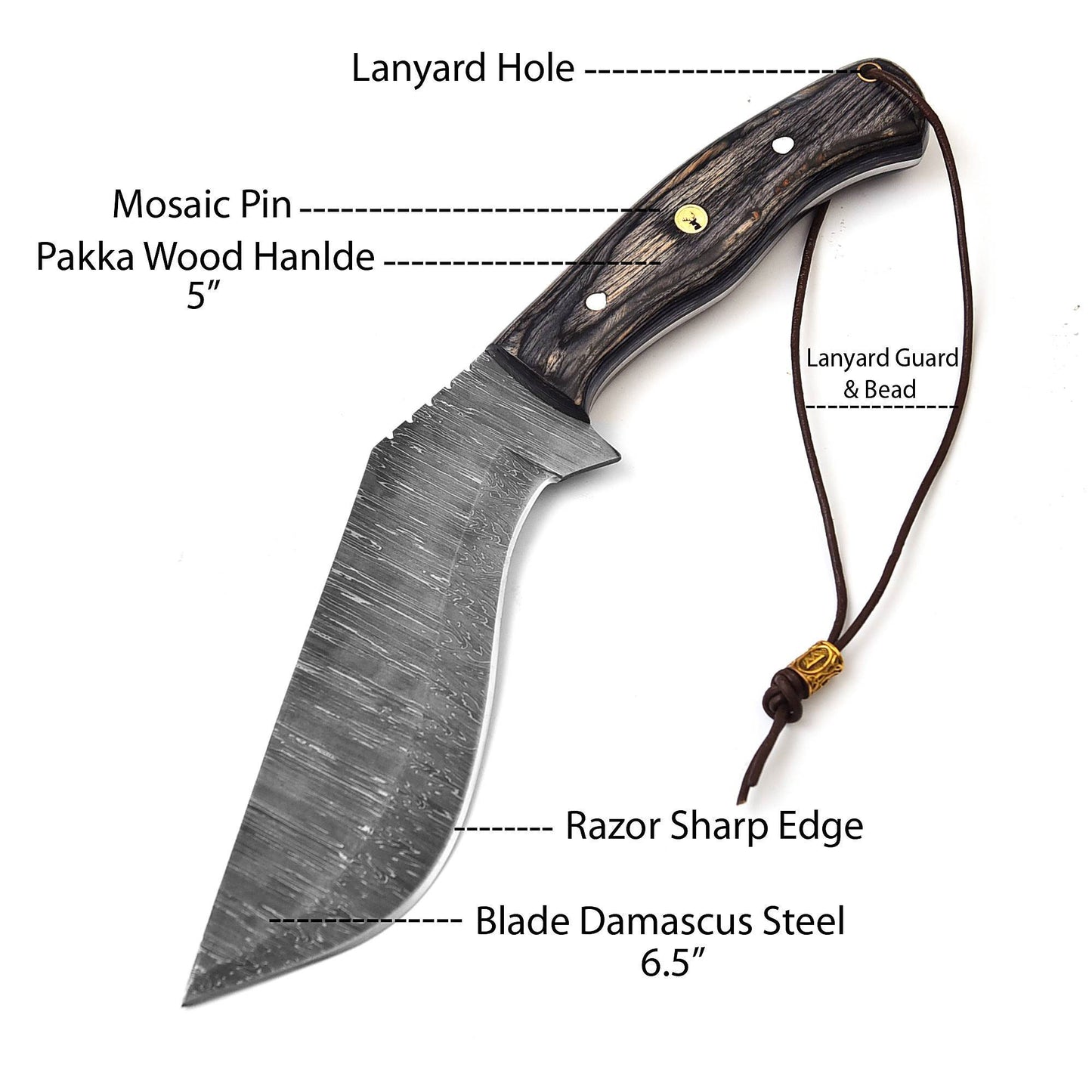 12 Inch Damascus Steel Custom Handmade Machete Kukri Knife