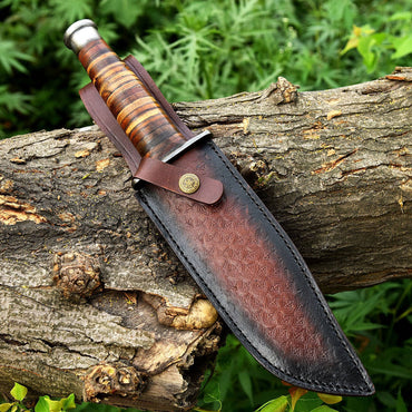 13" Damascus Steel Custom Handmade Military Bowie Fixed Blade Knife