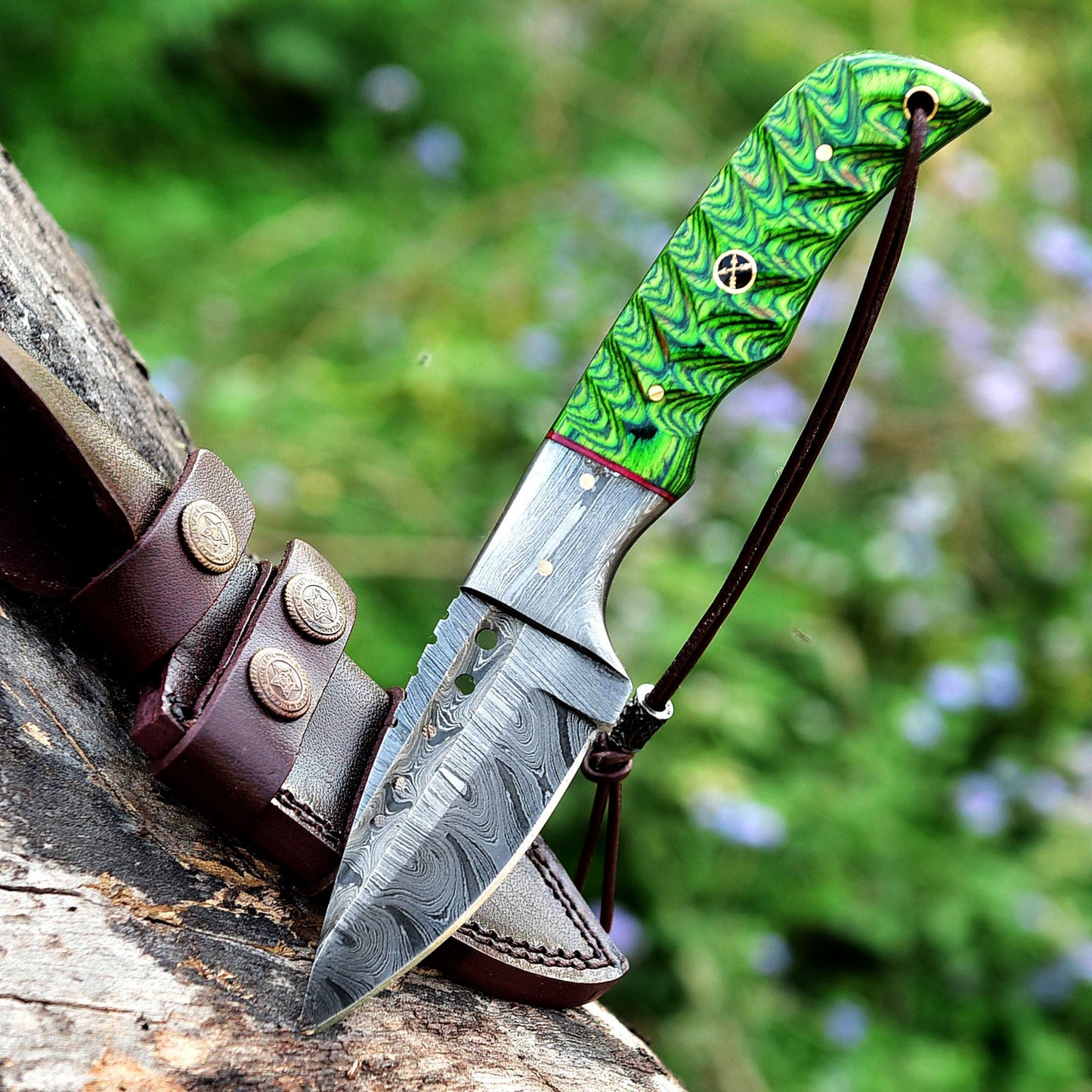 9 Inch Custom Handmade Damascus Steel Hunting Skinning Knife