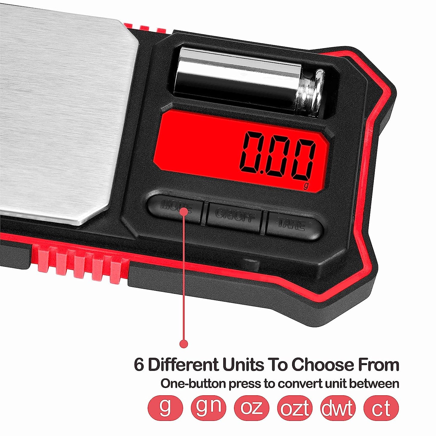 Fuzion Digital Pocket Scale, 200g x 0.01g Jewelry Gram Scale Red