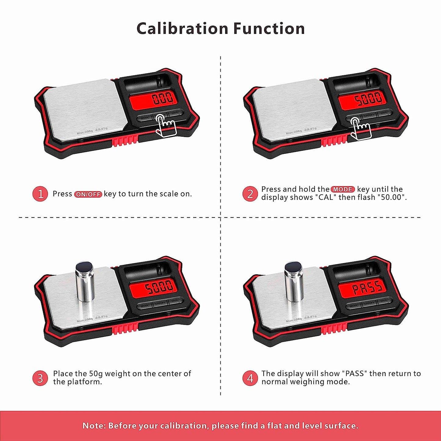 Fuzion Digital Pocket Scale, 200g x 0.01g Jewelry Gram Scale Red