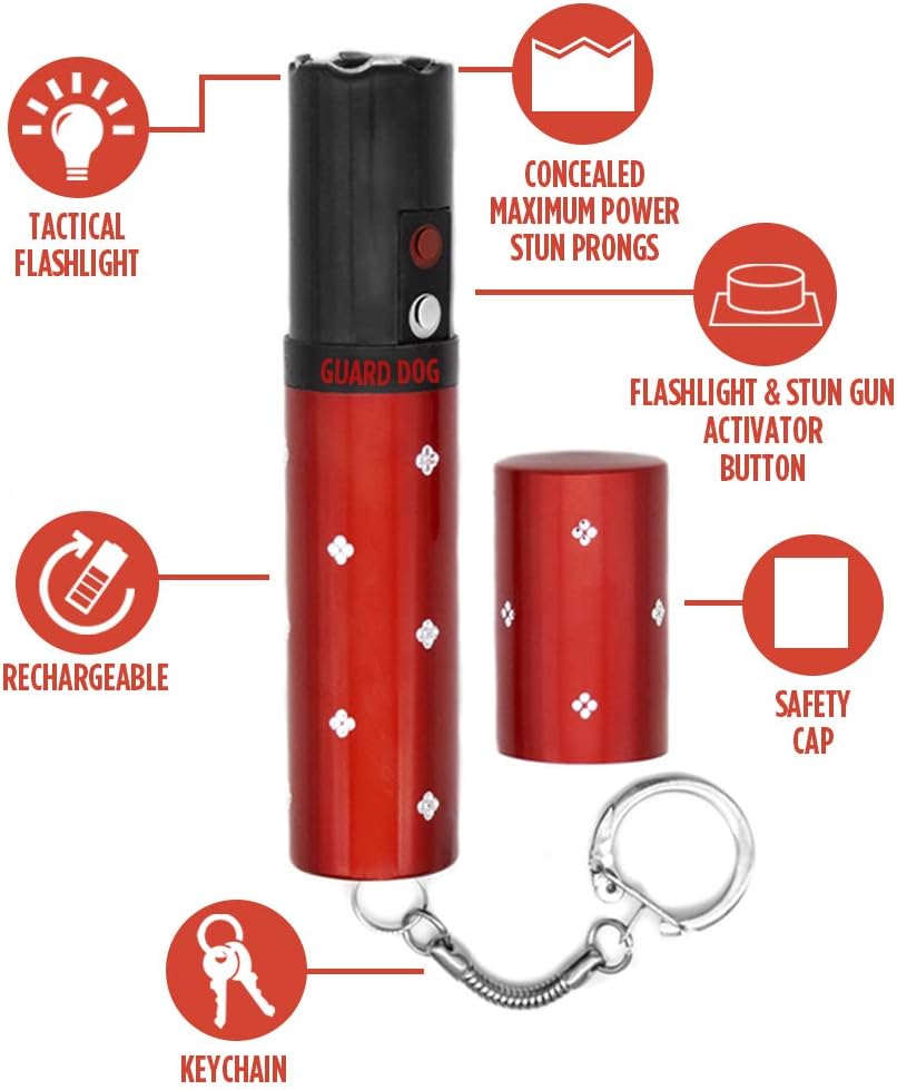 Electra Concealed Red Lipstick Stun Gun 3 Million Volt with 100-Lumen Flashlight