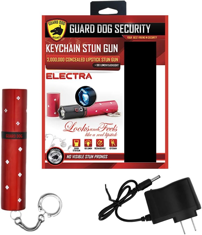 Electra Concealed Red Lipstick Stun Gun 3 Million Volt with 100-Lumen Flashlight