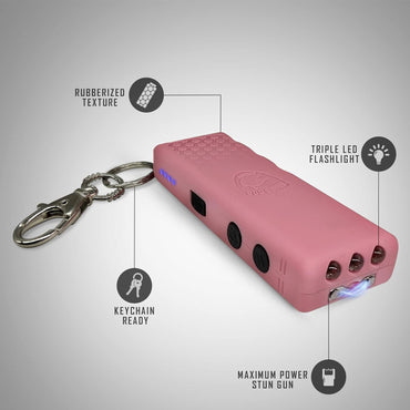 Hornet+ Pink Mini Stun Gun Keychain with Flashlight Rechargeable