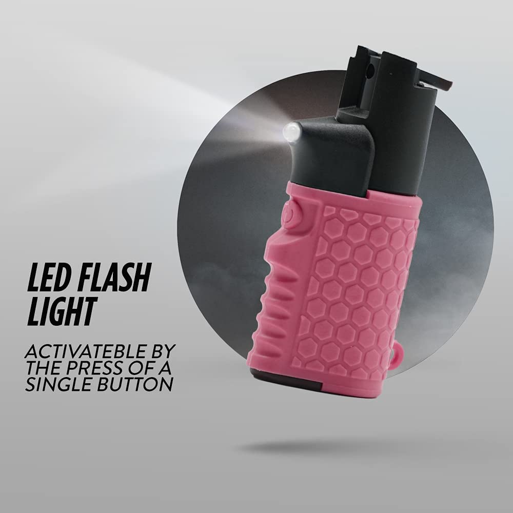 Light EM Up - Self Defense Combo with Red Pepper Spray & Flashlight - Pink
