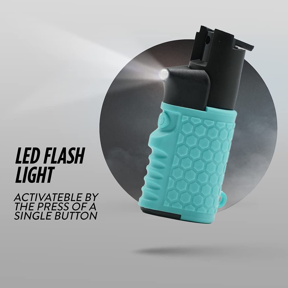 Light EM Up - Self Defense Combo with Red Pepper Spray & Flashlight - Teal