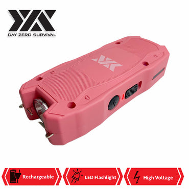 DZS Pink Rechargeable Self Defense Mini Stun Gun With LED FlashLight
