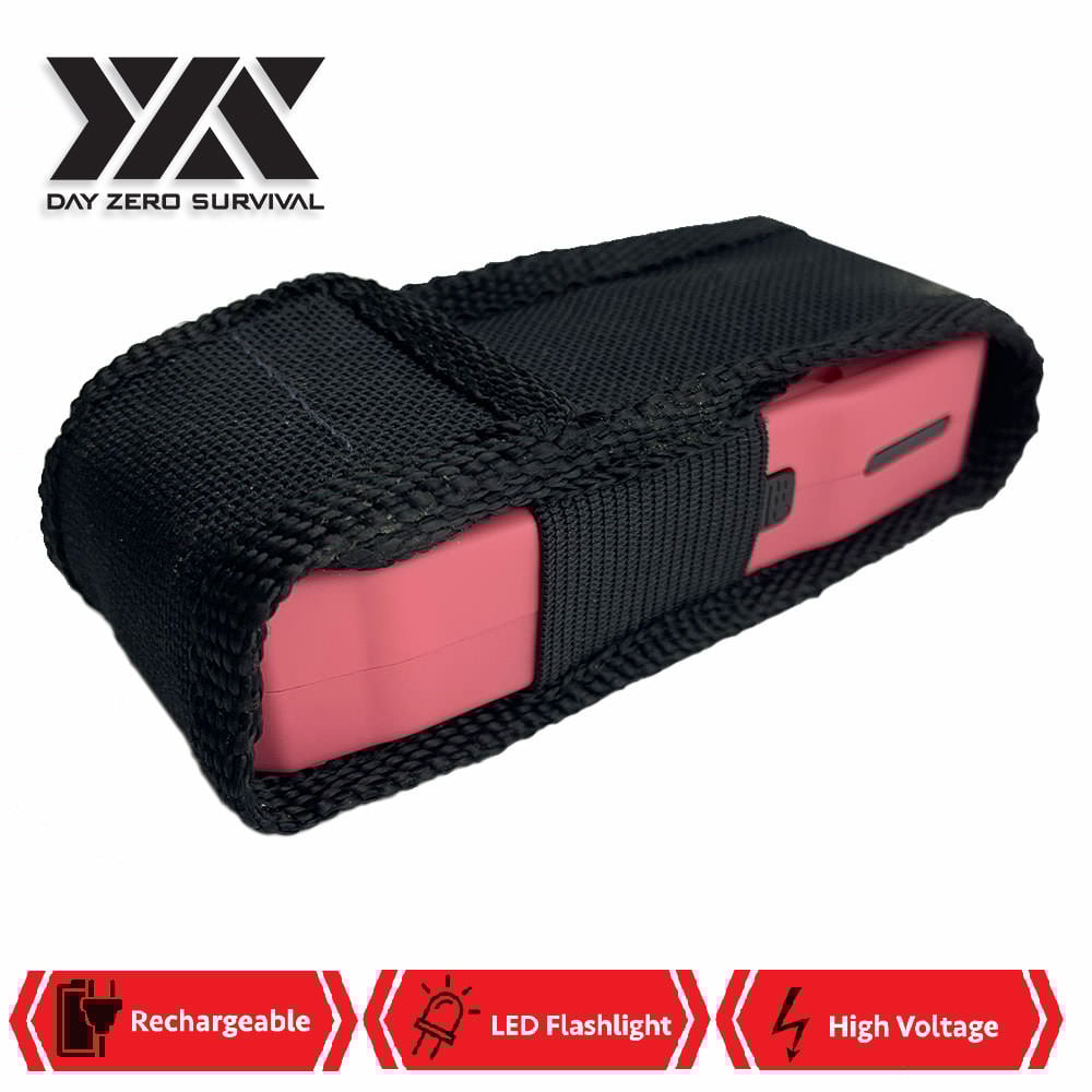 DZS Pink Rechargeable Self Defense Mini Stun Gun With LED FlashLight