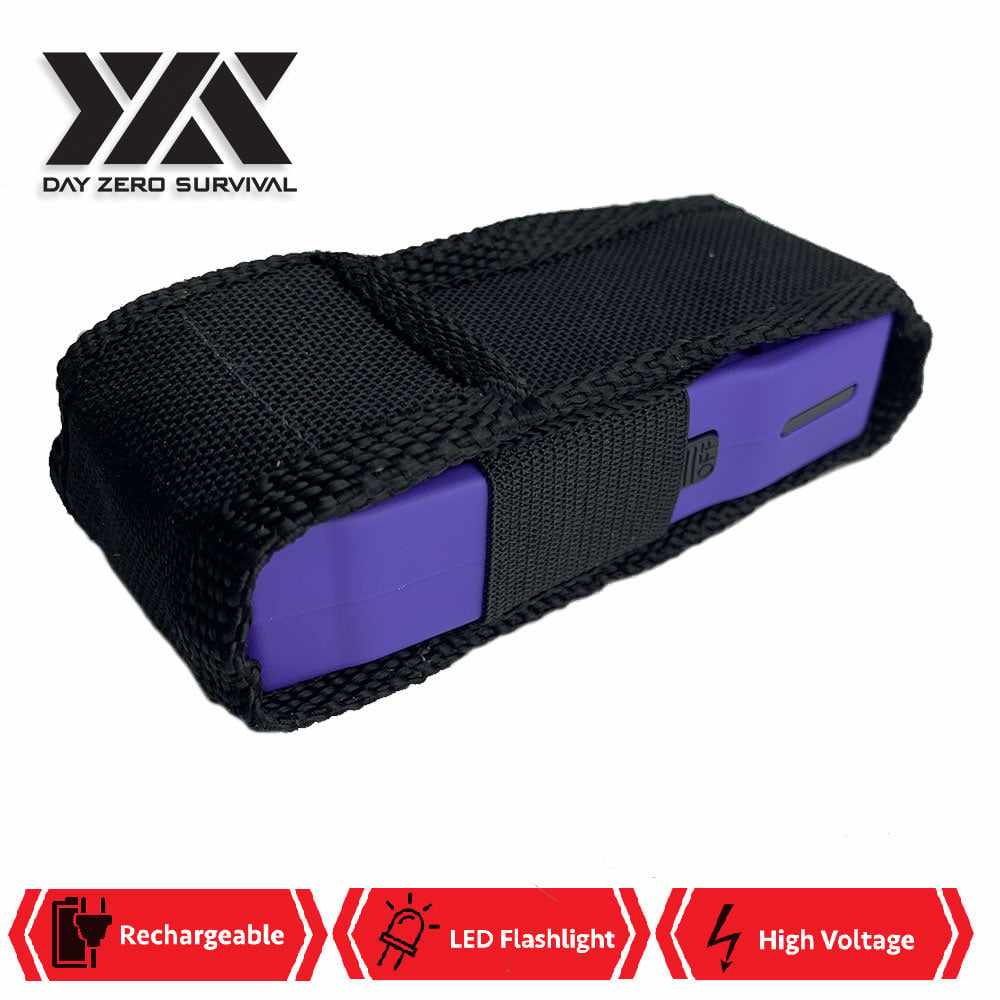 Purple DZS Rechargeable Self Defense Mini Stun Gun With LED FlashLight
