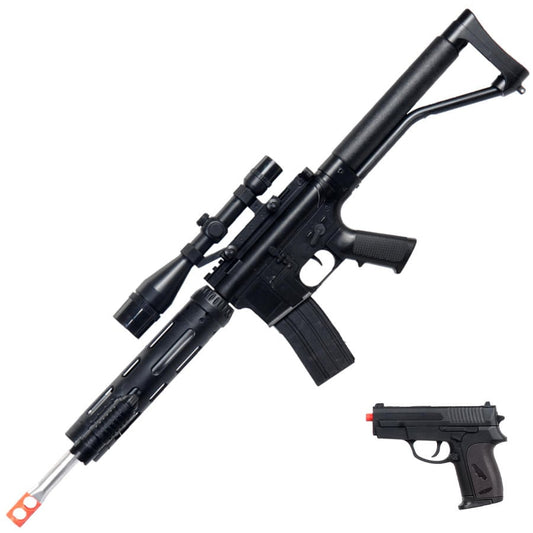 P1136 FPS-280 Rifle and FPS-120 Pistol Spring Airsoft Guns Combo Pack