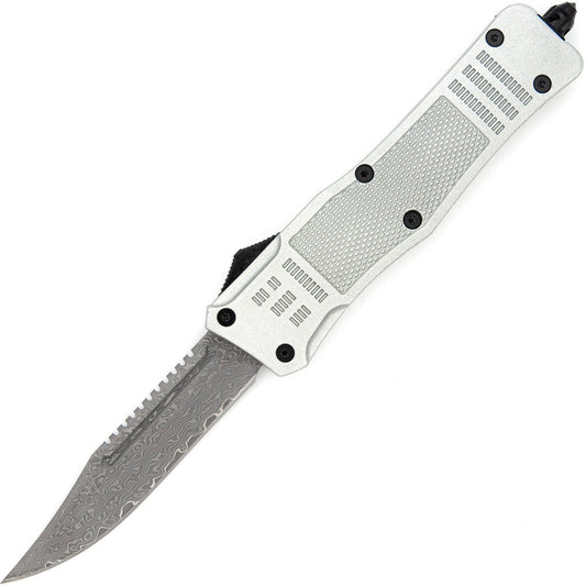 9.5" Damascus Steel Automatic OTF Out the Front Knife
